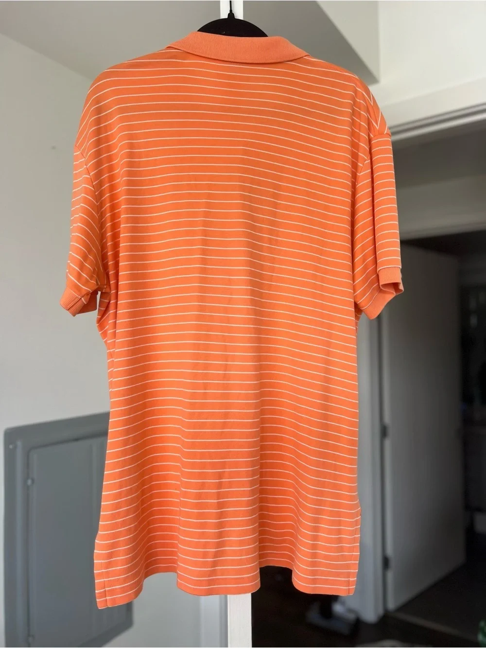 Men's Polo Ralph Lauren Striped Polo Top Orange & White Stripes Size L